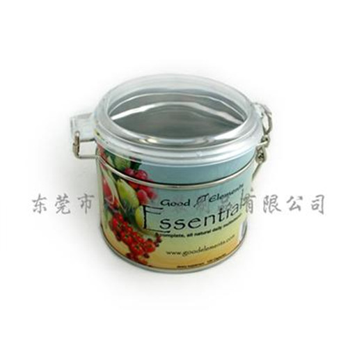 圆形透明盖果茶茶叶包装铁盒定制