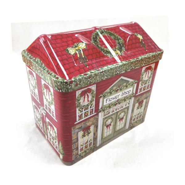 圣诞糖果礼品铁罐生产厂家 异形房子圣诞礼盒