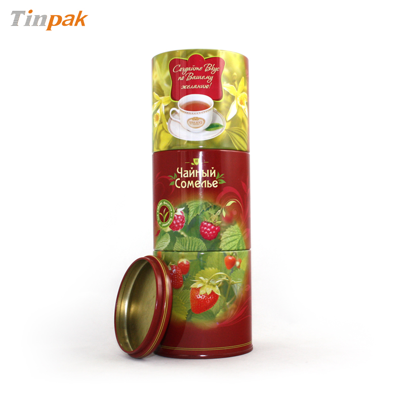 圆筒马口铁三层茶叶罐 圆筒马口铁三层茶叶罐